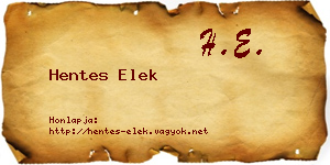 Hentes Elek névjegykártya